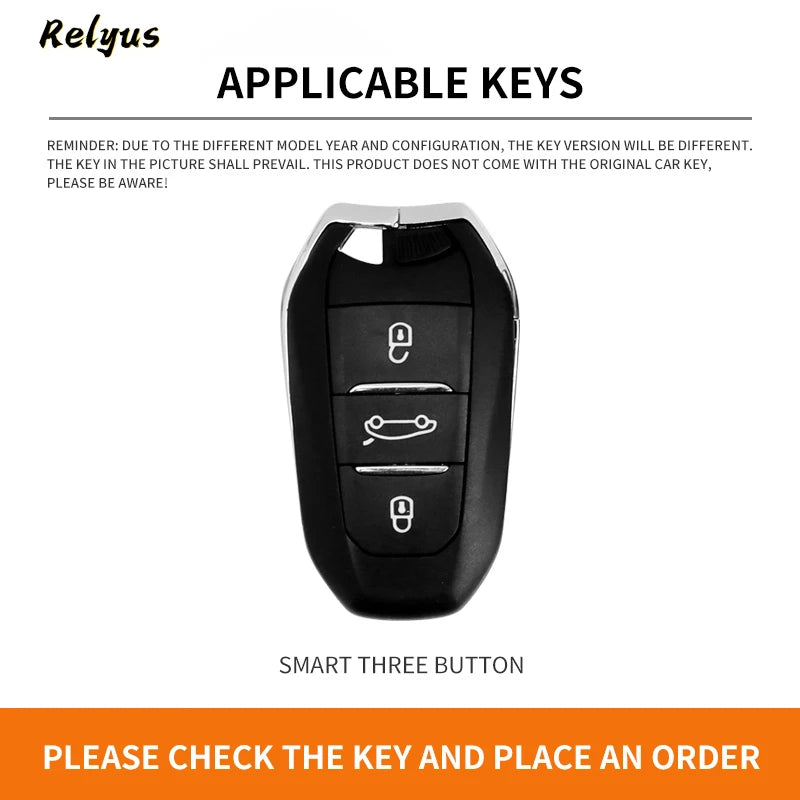 GPRGIT Zinc Alloy Car Remote Key Fob Case Full Cover Shell for Peugeot 2008 3008 4008 5008 308 408 508 Keyless Keychain