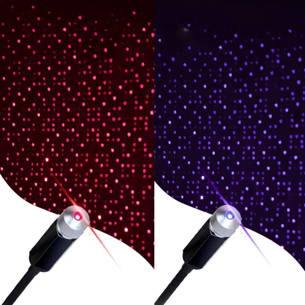 GPRGIT Car USB LED Starry Sky Projector Lamp Interior Decorative Car Roof Top Ceiling Star Light 5V 12V