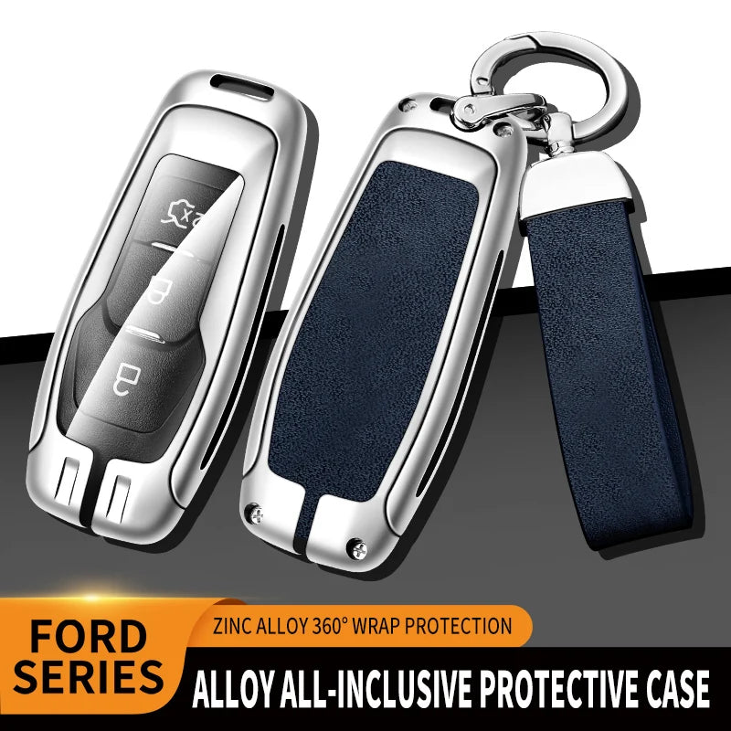 GPRGIT Leather Key Case Fob for Ford Focus 3 4 ST Mondeo 5 MK5 Kuga Mustang F-150 Explorer Edge Fiesta