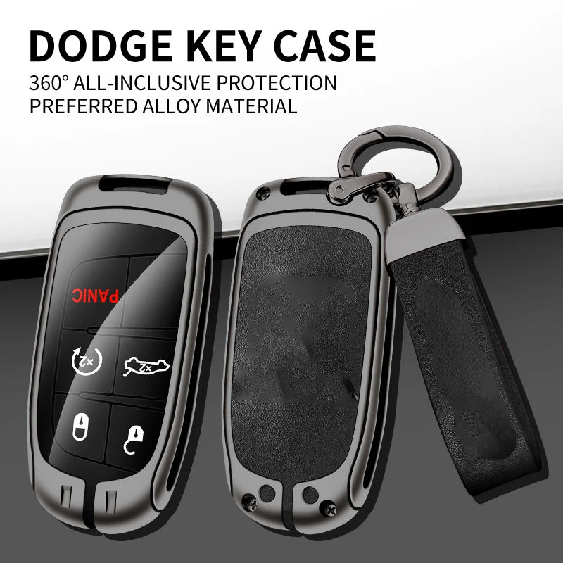 GPRGIT Zinc Alloy Leather Car Key Case Cover for Dodge Wrangler Jeep Renegade Commander Grand WK2 KL Chrysler 200 300C Auto Accessories