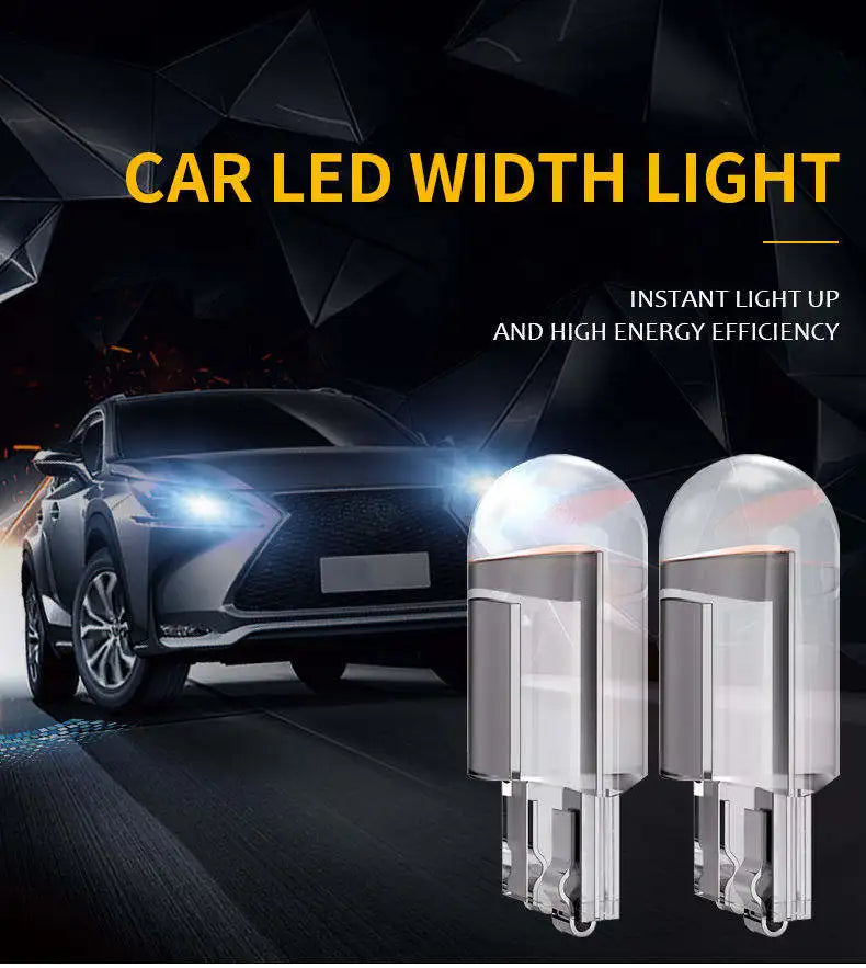 GPRGIT 12V Car LED Bulb T10 W5W 194 168 COB Glass 6000K White License Plate Lamp Interior Dome Reading Bulb