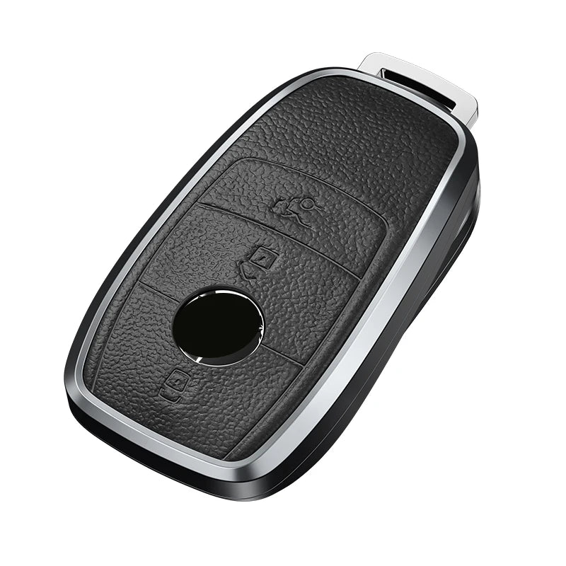 GPRGIT Leather Aluminum Car Smart Key Case Shell for Mercedes Benz C S Class W206 W223 C200 C260 C300 S350 S400 S450 S500 Accessories