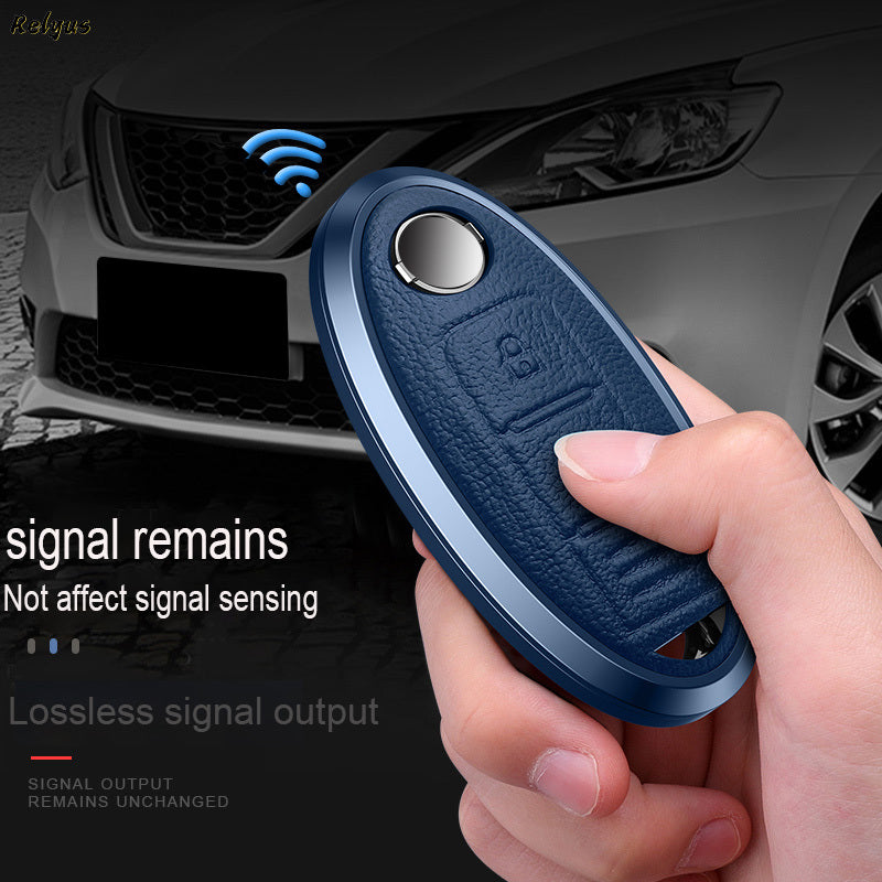 GPRGIT Aluminum Alloy+Leather Car Key Case for Nissan Qashqai X-Trail T31 T32 Juke J10 J11 Tiida Altima Pathfinder Kicks
