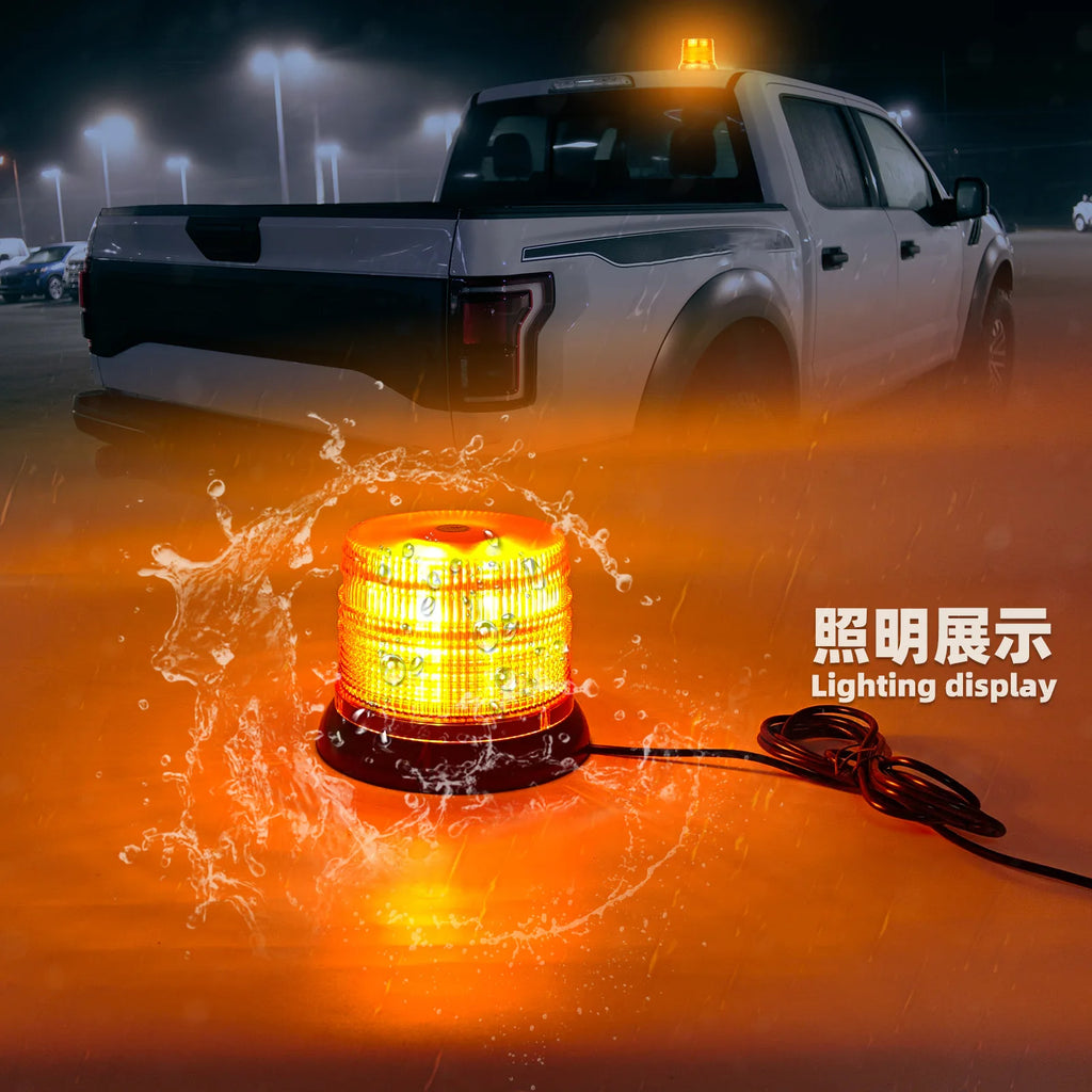 Auto Exterior Lighting System 72 LED COB PC + Aluminum Housing Beacon Strobe Light Yellow Red Blue Flashing Emergency Light