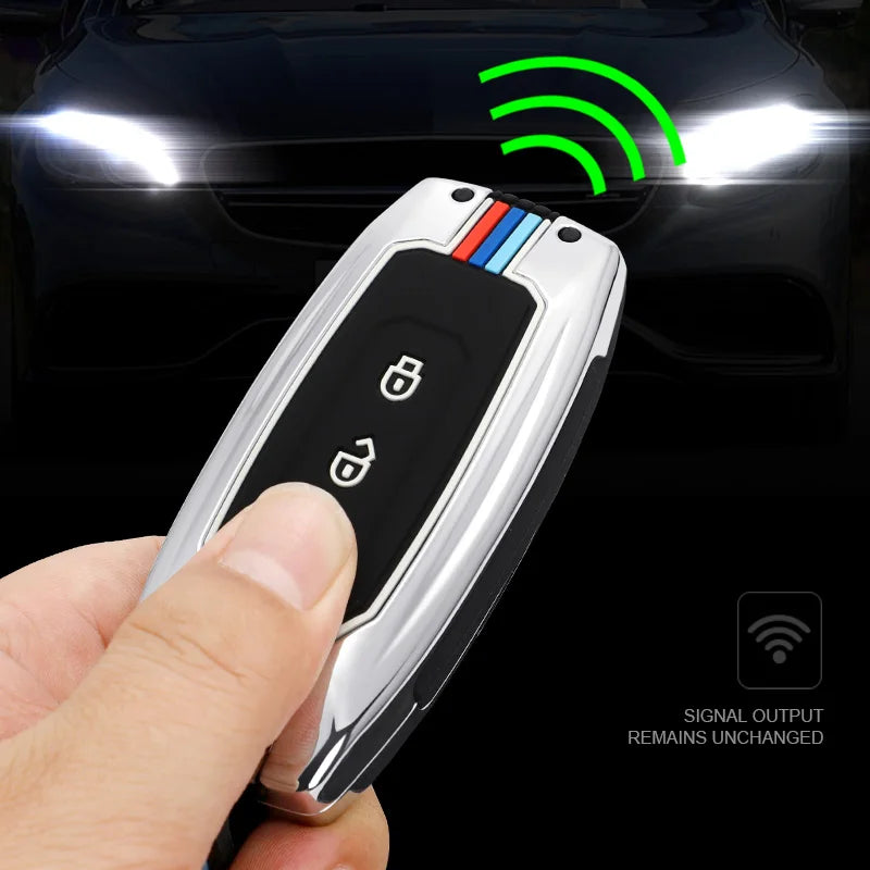 GPRGIT Car Folding Remote Key Protector Fob Accessories for Ford Mondeo Galaxy Focus S-Max C-Max Ranger Transit ST Metal Keychain