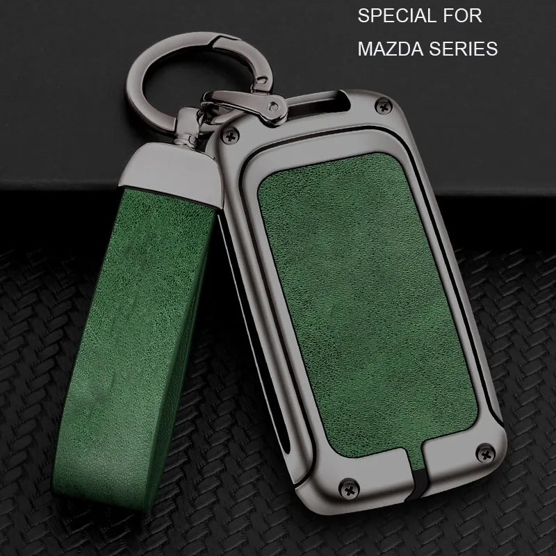 GPRGIT High Quality Zinc Alloy Leather Car Logo Key Case Cover Shell for Mazda 3 Alexa CX4 CX5 CX8 Key Protector Fob Auto Accessories