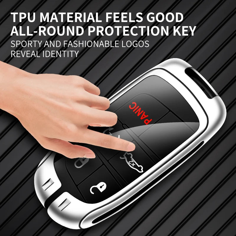 GPRGIT Zinc Alloy Car Key Case for Dodge RT Challenger Charger Journey RAM Remote Control Protector for DODGE R/T Logo Car Key Cover
