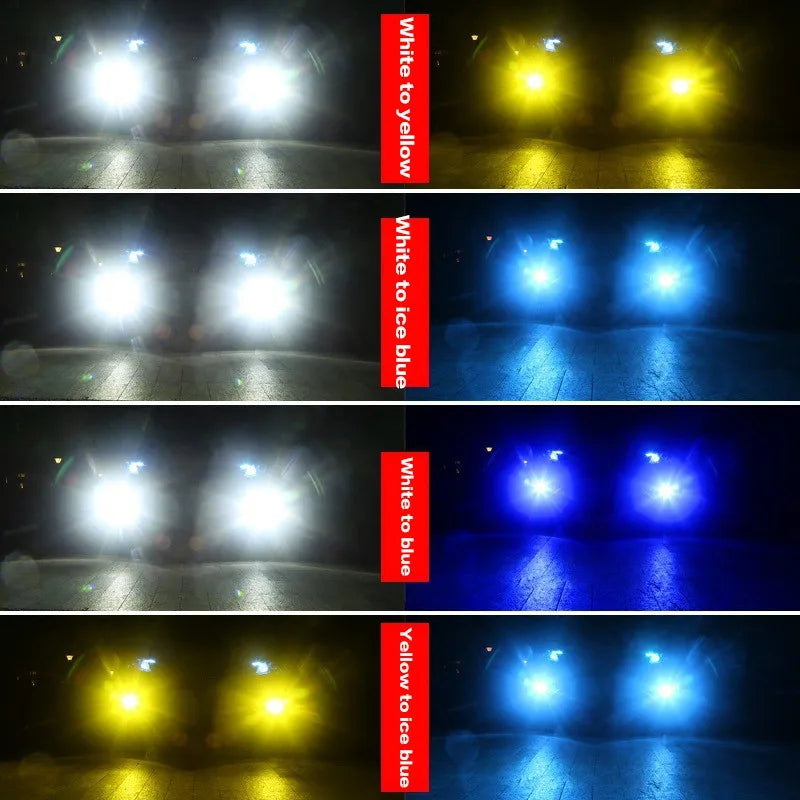 Dual-Color LED Fog Light Bulbs H3 H7 H11 9005 881 H4 H8 H16 9006 HB3 HB4 880 H27 H1, 20W