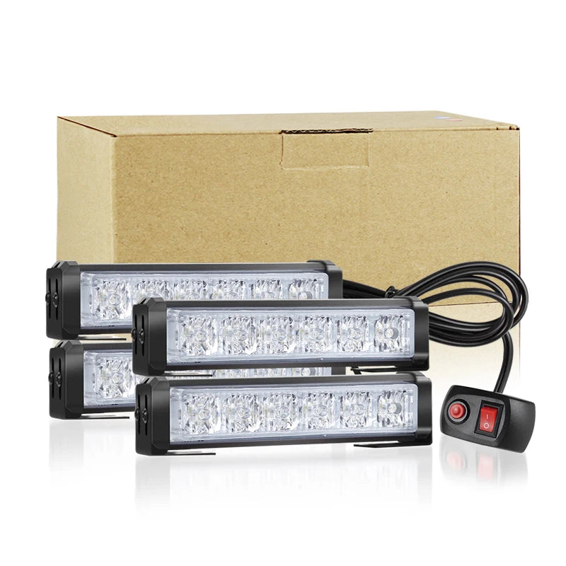 Super Bright 4 in 1 Car LED Warning Light Bar Grill Side Marker Strobe Lights Kit Emergency Flashing Light Car Truck