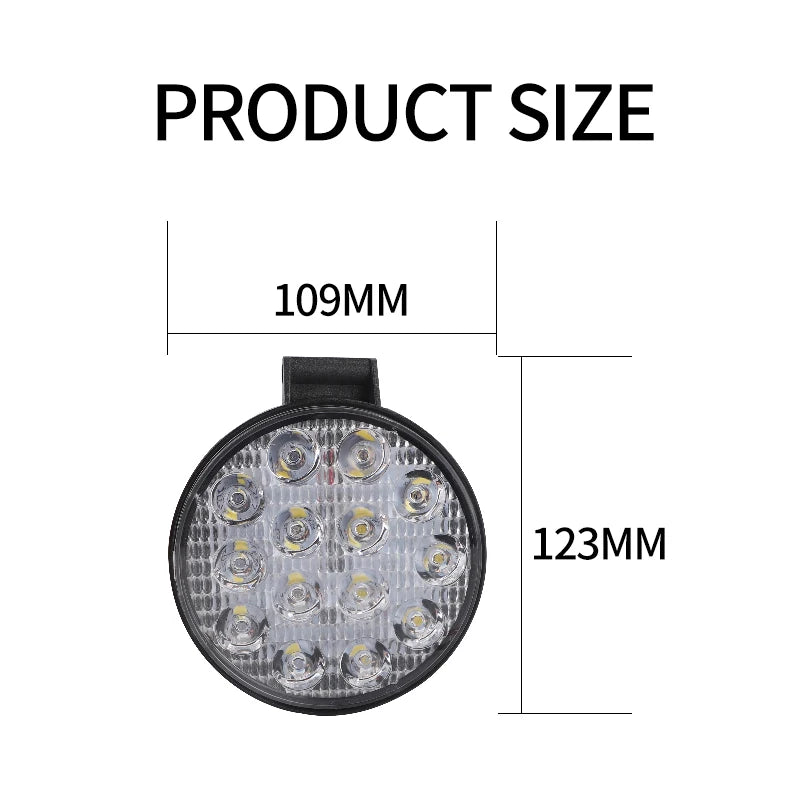 GPRGIT 14LED 42W Round Shape Car LED Fog Lights For Trucks Cars LED Work Light Bar For Off Road Car/Motorcyc SUV Boat / ATV