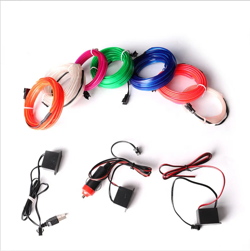 GPRGIT Car 12V LED Auto Lamps USB Cold Light Strips Interior Decoration Strips Lamps with Cigarette Lighter