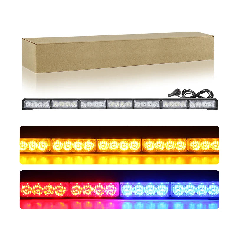 28W Vehicle LED Security Warning Flashing Light Bar Single Row Super Bright DRL Strobe Emergency Light Lamps