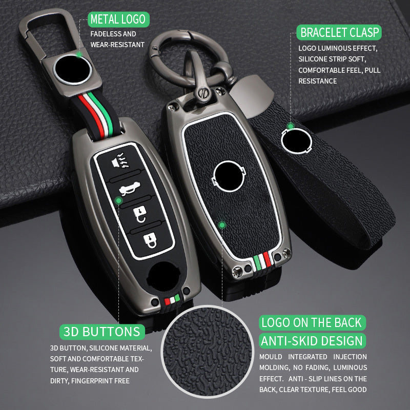 GPRGIT Metal Key Case Cover for Nissan Rogue X Trail T32 T31 Qashqai J11 J10 Kicks Tiida Pathfinder Murano Juke Versa Note Infiniti