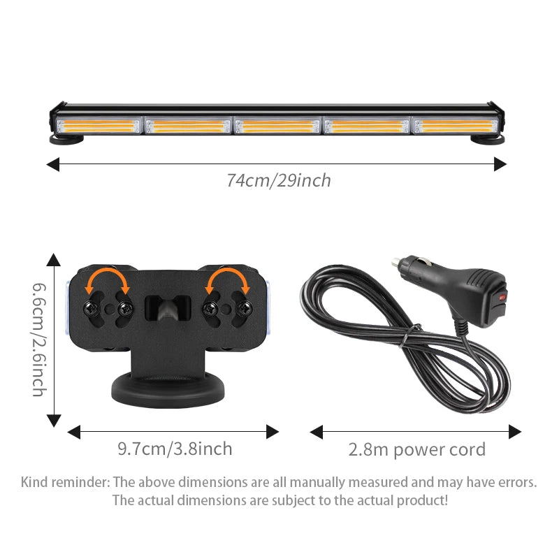 Auto Double Row Led Flash Bar Light For 4x4 Heavy-duty Truck Car Boat Warning Flashing Strobe Light Amber White Blue Red