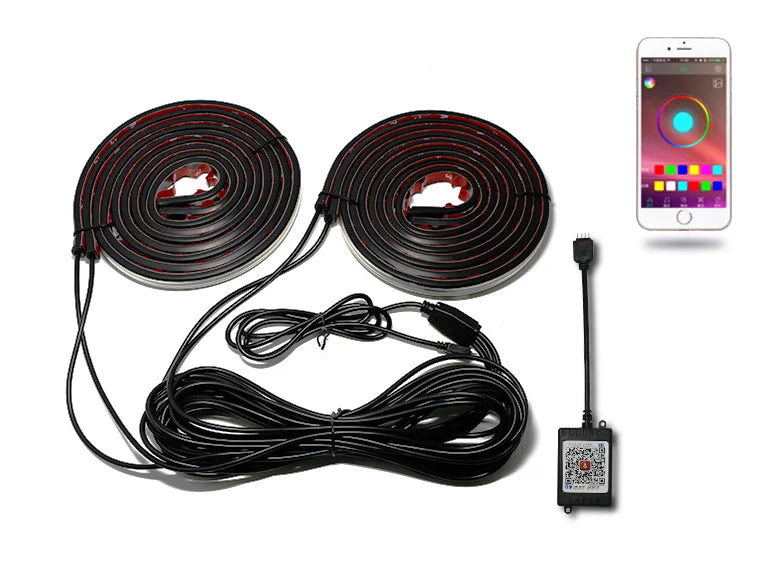 GPRGIT Waterproof RGB SMD Flexible LED Strip Under Car Tube Underglow Underbody Neon Light Kit with Remote Control DC12V