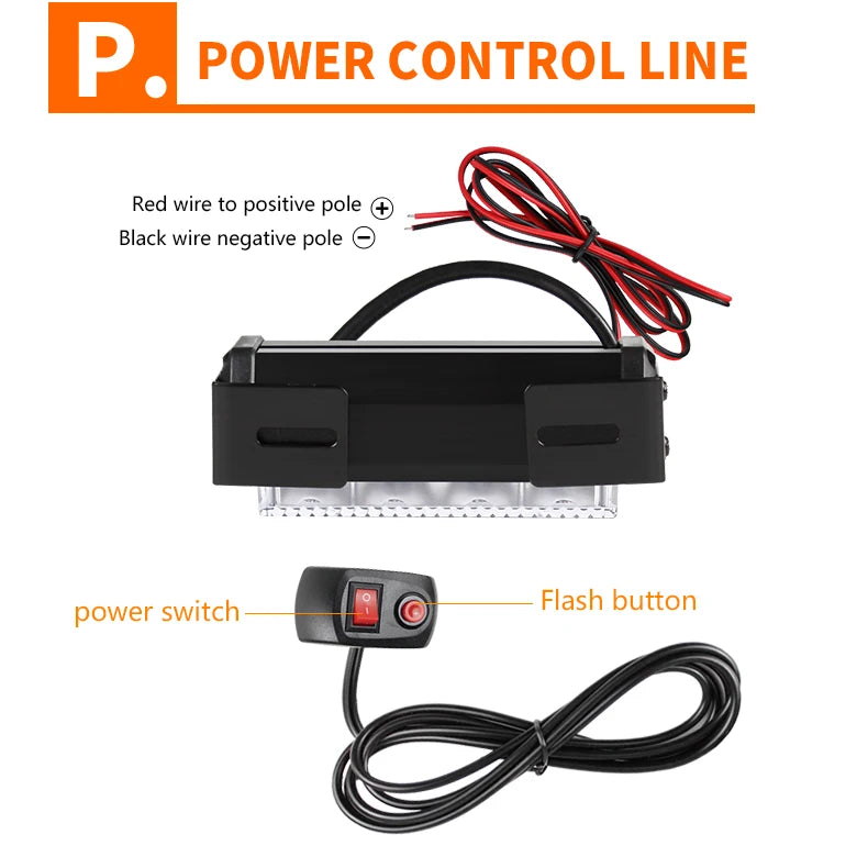2 in 1 Auto Mini 4LED Strobe Lights Bar Grill Warning Lightbar Car Truck Emergency Flasher Flashlight Car Accessories 12v