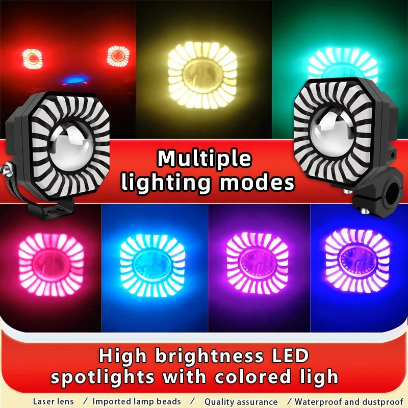 Motorcycle Spotlights With RPG Led Lens Headlight Driving Lights Auxiliary Light Work Light Fog Lamp Bulb for Car Truck SUV ATY