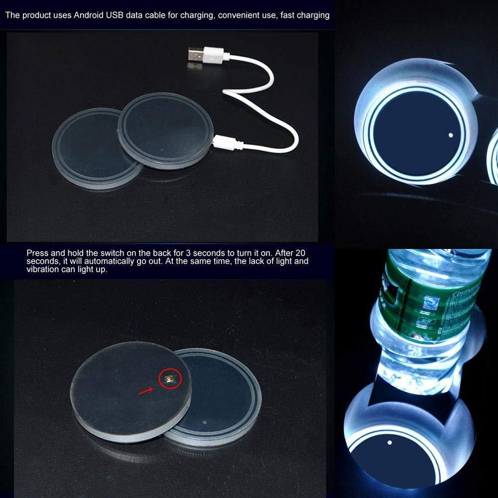GPRGIT Universal LED Car Cup Light Pad RGB Beverage Coaster Interior Decoration Atmosphere Light, 12V 27W