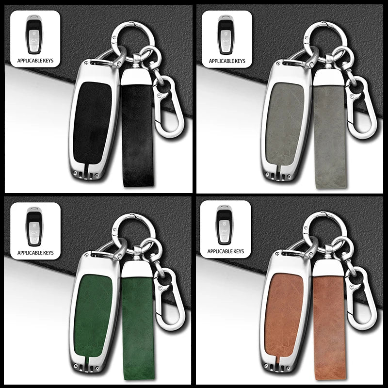 GPRGIT Car Smart Key Case Cover for Audi A6 A7 A8 E-tron Q5 Q8 C8 D5 Leather