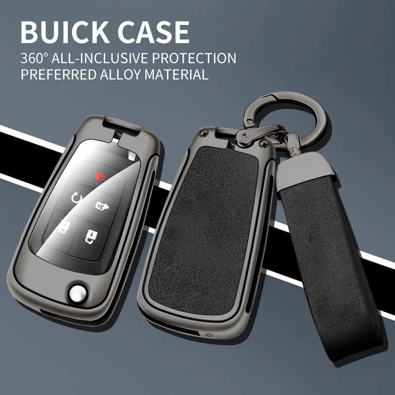 GPRGIT Zinc Alloy Leather Car Logo Key Case Shell for Buick Lacrosse Chevrolet Camaro Cruze Equinox Impala GMC Terrain