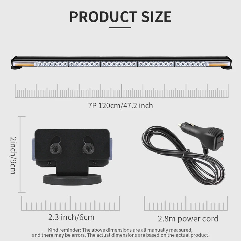 47 Inch High Power Warning Strobe Light Bar Car Emergency Fog Flashing Hazard Warning Light Bars For Truck Offroad Van