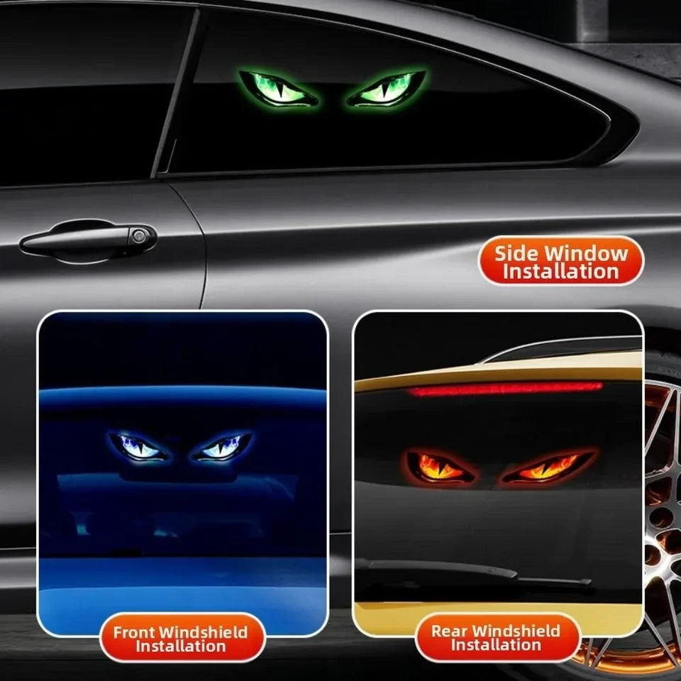 GPRGIT Solar Powered Demon Eye Warning Light Flashing Dynamic LED Car Atmosphere Lamp