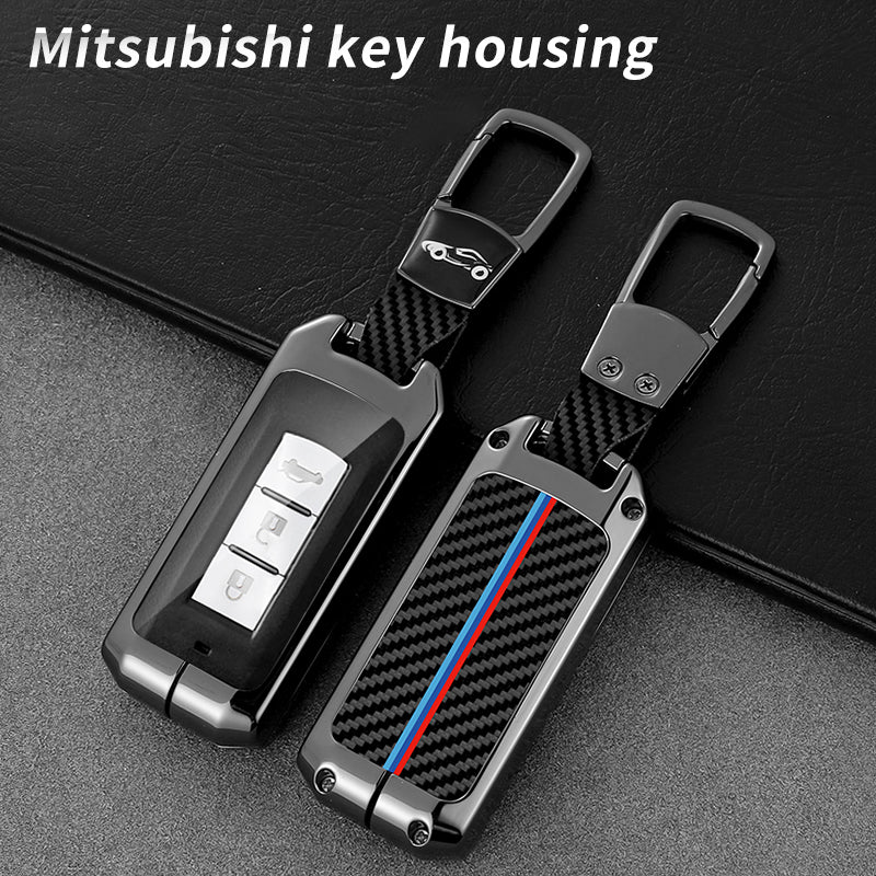 GPRGIT Zinc Alloy Carbon Fiber Car Key Case Cover for Mitsubishi L200 ASX Outlander Eclipse Cross Pajero Sport Lancer Accessories