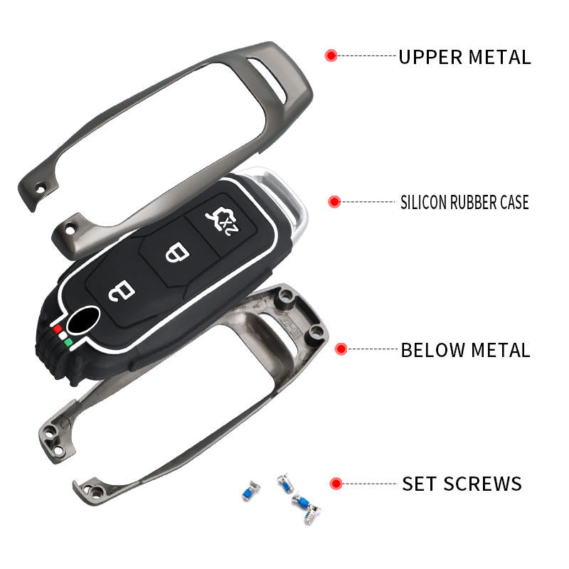 GPRGIT Zinc Alloy Car Key Cover Case for Ford Focus 3/4 ST, Mondeo MK5, Mustang, F-150, Explorer, Edge, Kuga MK3
