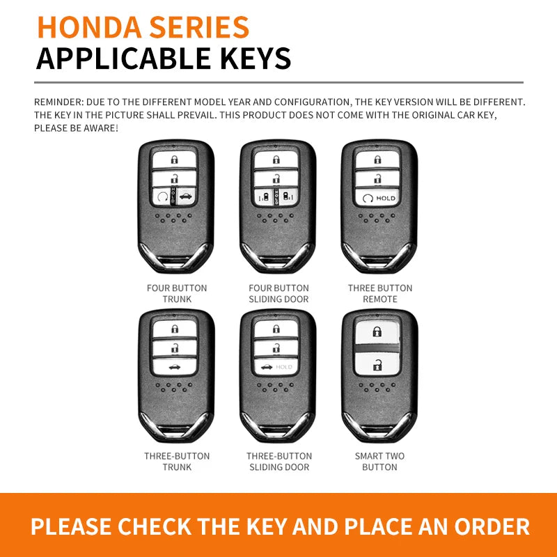 GPRGIT Zinc Alloy Leather Key Case Cover Shell for Honda Civic City Accord CRV CR-V XR-V Odyssey Vezel Jade Crider Fit Auto Accessories