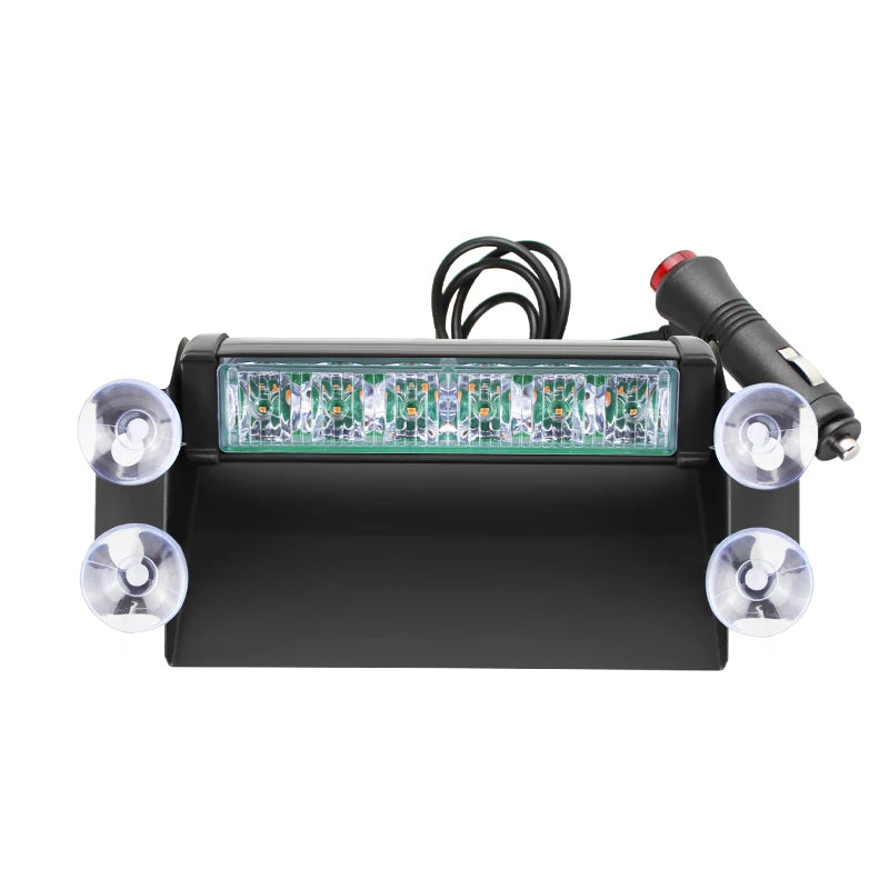 8 Inches 6 LED Car Warning Strobe Dash Lights Traffic Advisor Emergency Flashing Windshield Light with Suction Cup 12V