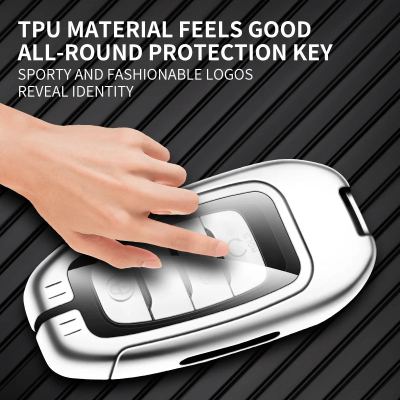 GPRGIT Leather Zinc Alloy Car Key Fob Cover Case Holder Keychain for FAW Hongqi H5 E-HS9 H9 2020 2021 Remote Keyless Accessories