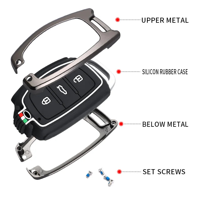 GPRGIT Zinc Alloy Car Key Cover Case for Hyundai Tucson Santa Fe Rena Sonata Elantra Creta Ix35 Ix45 I10 I30 I40 3/4 Button