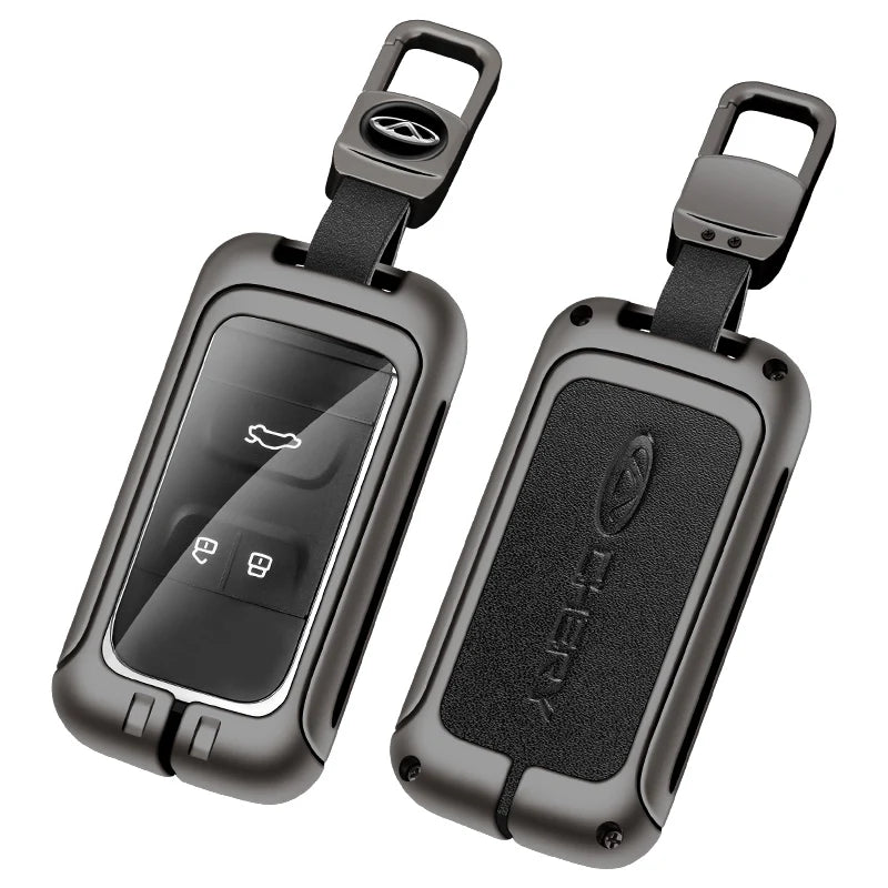 GPRGIT Car Logo Metal+Leather Car Key Case Shell for Chery Tiggo 3 5X 4 8 Glx 7 2019 2020 Arrizo Holder Keyless Bag Styling Accessories