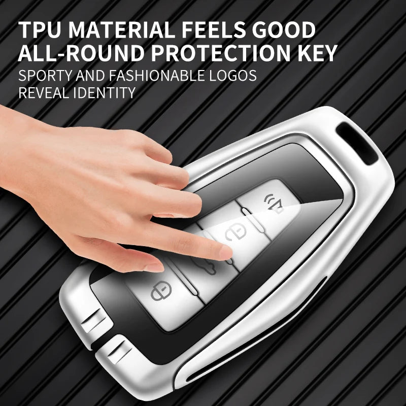 GPRGIT Zinc Alloy Leather Car Key Case Cover for Geely Coolray Atlas Boyue NL3 Emgrand X7 EX7 SUV GT GC9 Borui Remote Accessories