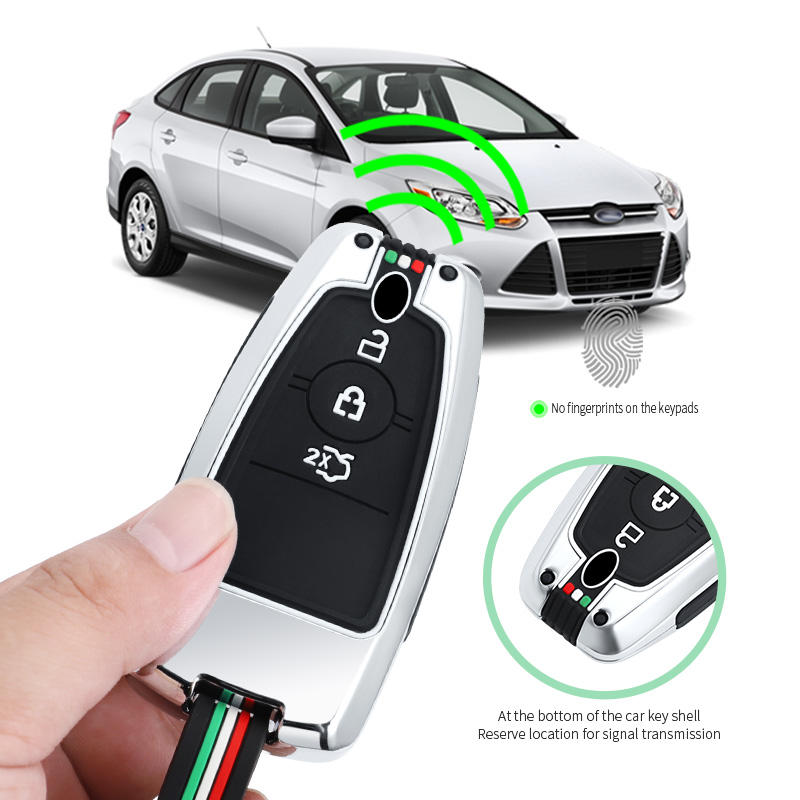 GPRGIT Zinc Alloy Car Key Case Cover for Ford Fusion, Mustang, Explorer, F-150, F-250, EcoSport, Edge, S-MAX, Ranger, Lincoln (2017-2018)