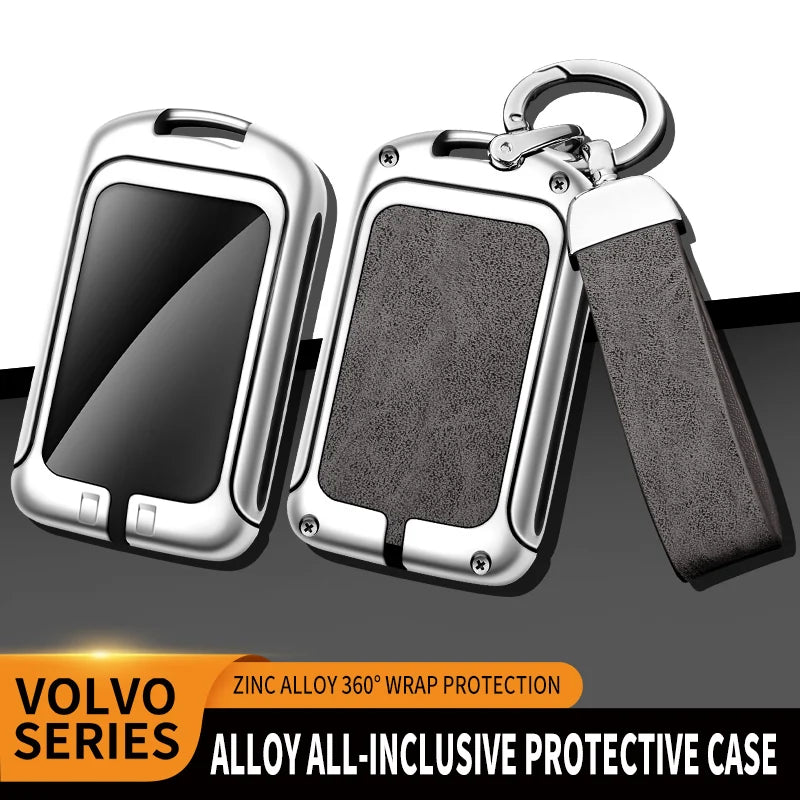 GPRGIT Zinc Alloy Leather Car Key Case Cover for Volvo XC40 XC60 XC90 S90 V90 T5 T6 T8 Polestar Custom Car Logo Keychain Accessories