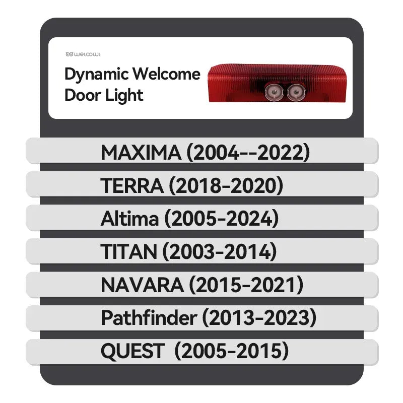 GPRGIT Welcome Door Light for MAXIMA TERRA Altima TITAN NAVARA Pathfinder QUEST Leds Shadow Puddle Dual Lens Dynamic Car Lamp Icon