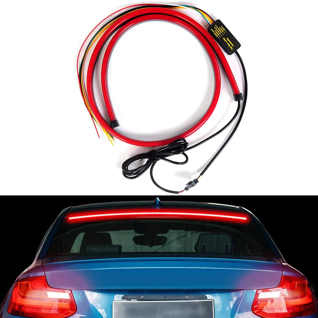 GPRGIT 90cm 1M RGB Red Flashing LED Third Brake Light High Mount Brake Lights Strip For Car Trunk