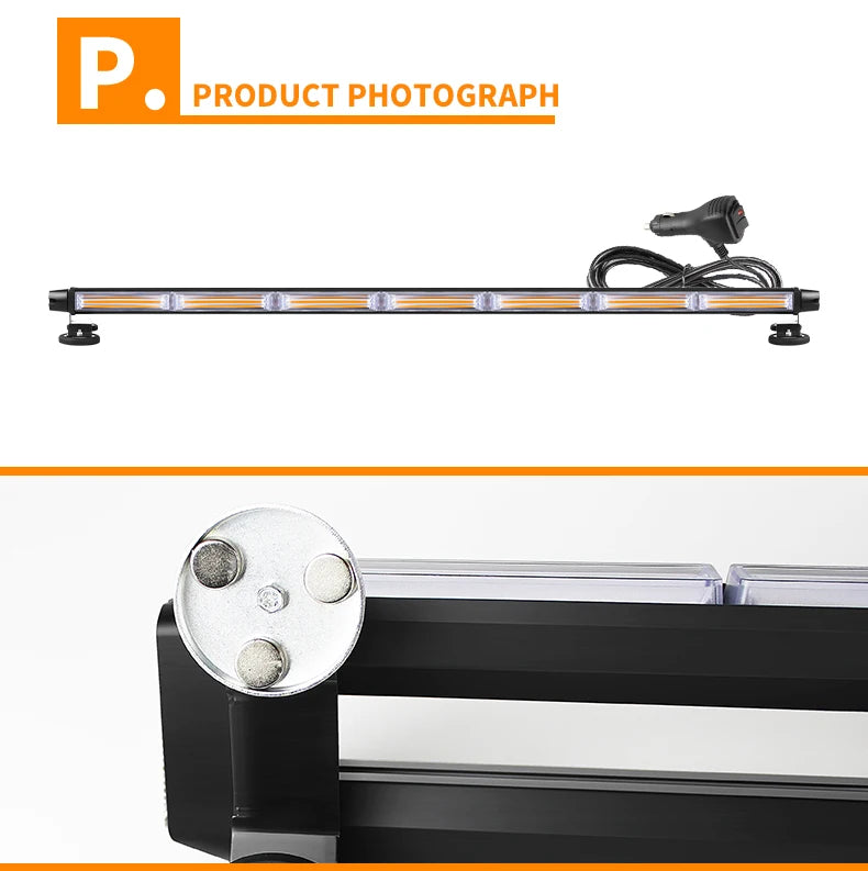 43inch Led Strobe Light Bar Amber Four Sided Traffic Advisor Emergency Flashing Lamp Bars Vehicle Warning Light Bar 12v 24v