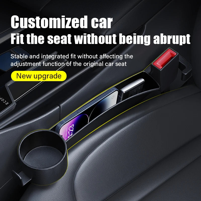 GPRGIT Portable Multi-functional TPE Car Seat Side Gap Filler with Cup Holder Seat Gap Storage Organizer Accessory