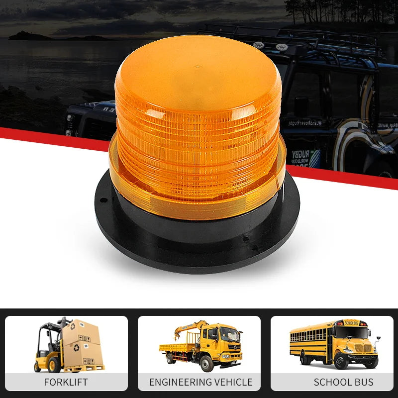 Amber LED Strobe Light Emergency Warning Beacon with Strong Magnetic Mount Waterproof High Brightness for Golf Cart UTV Car Bus