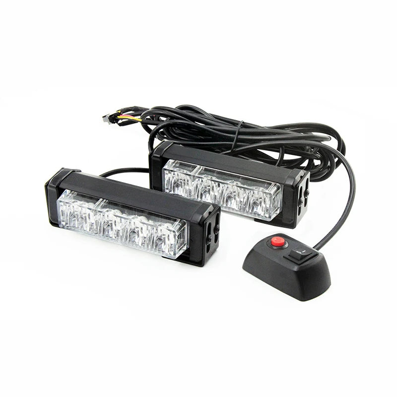 2 in 1 Auto Mini 4LED Strobe Lights Bar Grill Warning Lightbar Car Truck Emergency Flasher Flashlight Car Accessories 12v