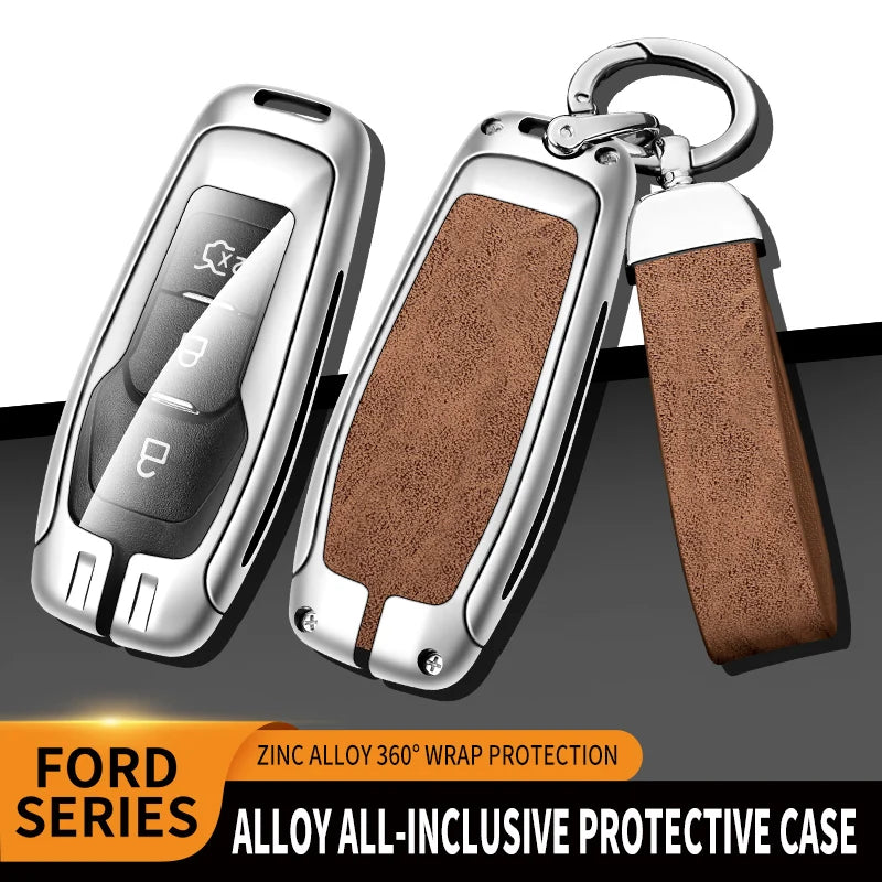 GPRGIT Leather Key Case Fob for Ford Focus 3 4 ST Mondeo 5 MK5 Kuga Mustang F-150 Explorer Edge Fiesta