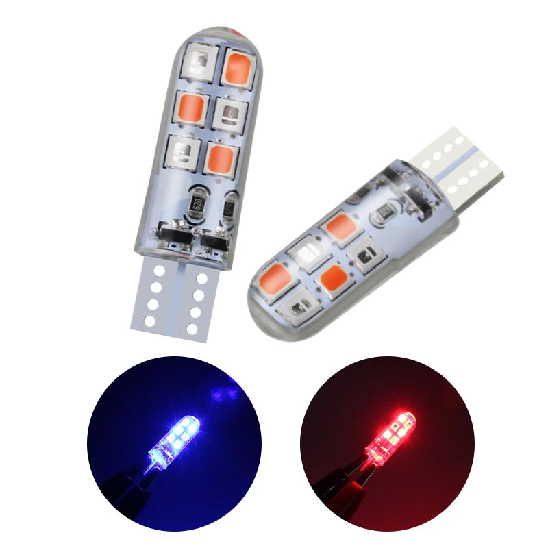 GPRGIT Car T10 LED COB Silicone Width Indicator License Plate Reading Lights 12V for Motorcycle