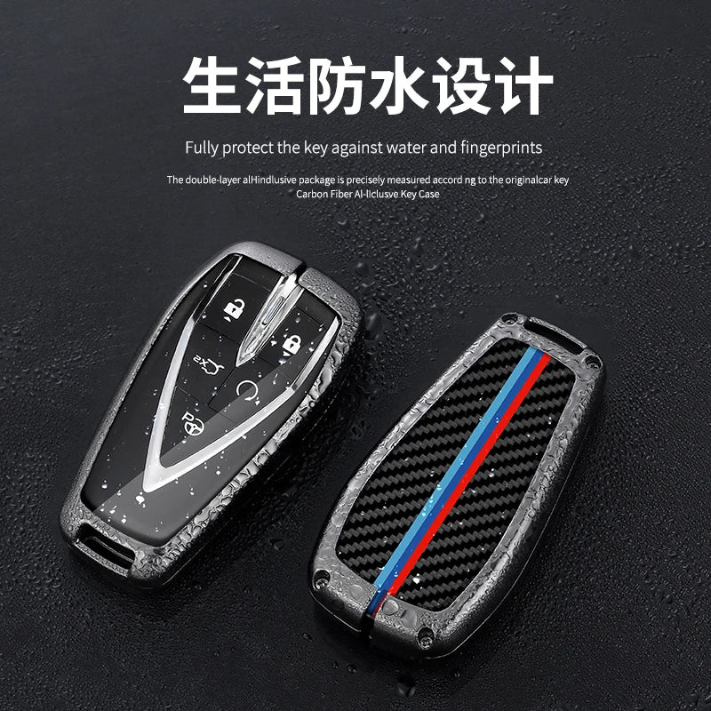 GPRGIT Carbon Fiber Car Logo Key Cover for Changan CS35 Plus CS55 PLUS CS75 PLUS Eado UNI-T Oushang X5 X7 EV 2019 2020 2021
