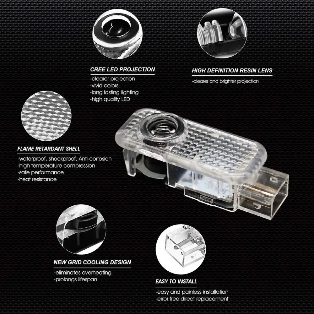GPRGIT Car Door LED Logo Projector Light for Audi Ghost Shadow Welcome Lights Symbol Emblem Courtesy Step Lights