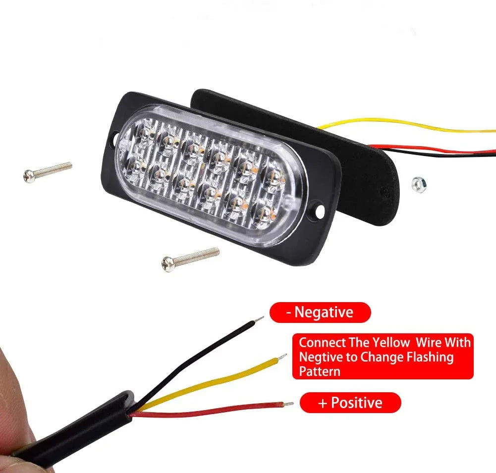 GPRGIT 12V 24V Safety Warning Side Light Surface Mount 12LED Super Slim LED Mini Strobe Light For Car Truck