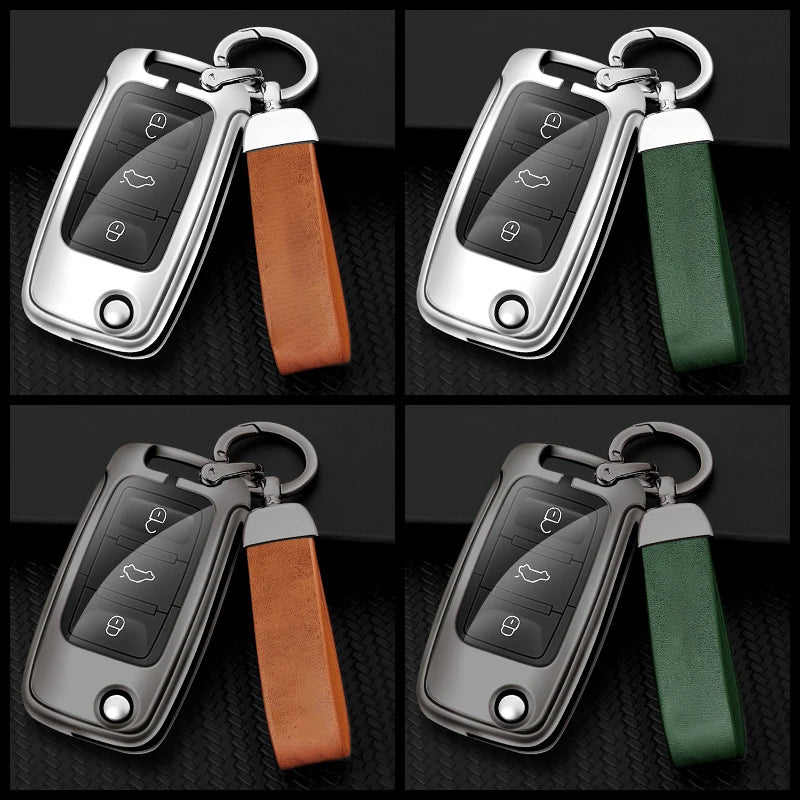 GPRGIT Metal Leather Key Case Cover for Volkswagen VW Bora Polo Tiguan Jetta Passat B5 B6 B7 Golf Beetle Skoda Octavia