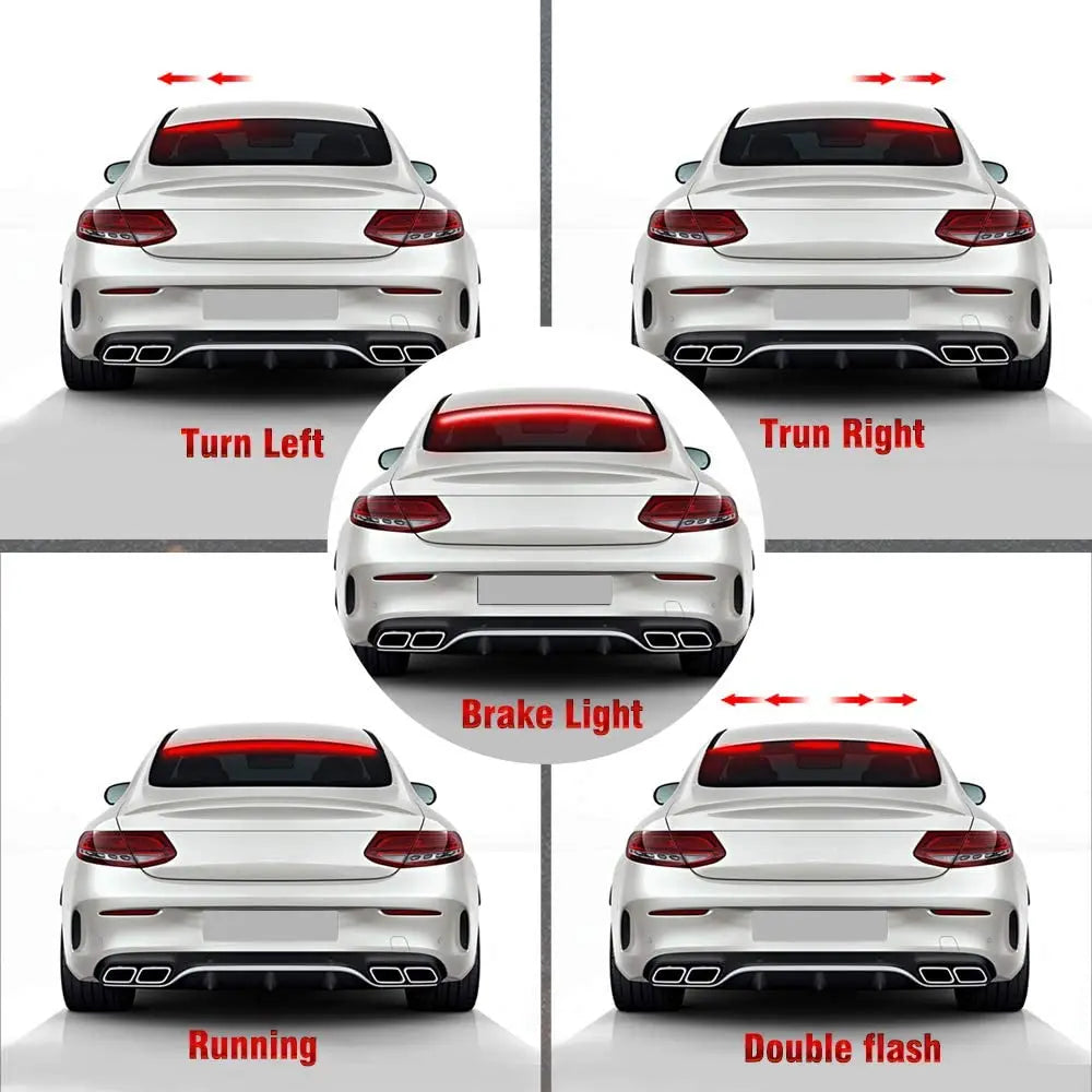 GPRGIT 90cm 1M RGB Red Flashing LED Third Brake Light High Mount Brake Lights Strip For Car Trunk