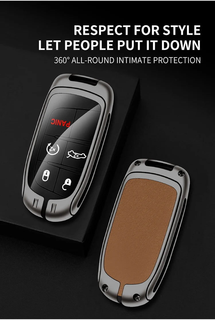 GPRGIT Zinc Alloy Car Key Case for Dodge RT Challenger Charger Journey RAM Remote Control Protector for DODGE R/T Car Key Cover